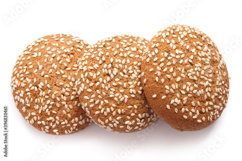 Set of Cookies with sesame seeds isolated on the white background