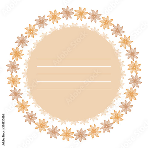 Vector floral frame. Pattern of round stylized inscription