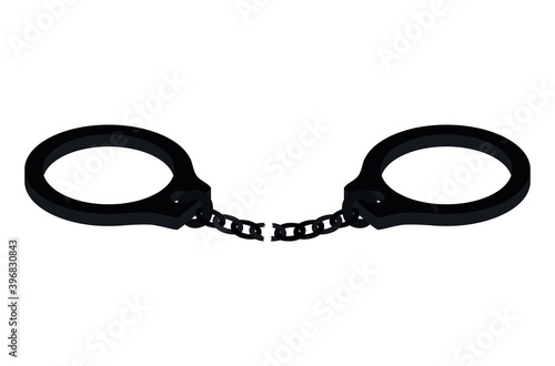 silhouette of one handcuff of black color on white background