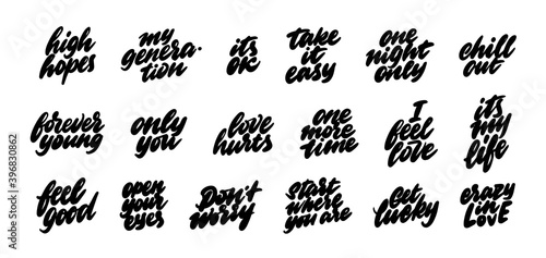 A set of stickers for social networks. Popular colloquial phrases in English. Vector illustration