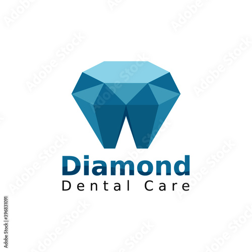 Blue Tooth Diamond Dental Care Logo Concept