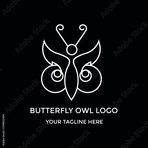 Butterfly with owl logo vector, Butterfly and owl logo, line art butterfly with owl