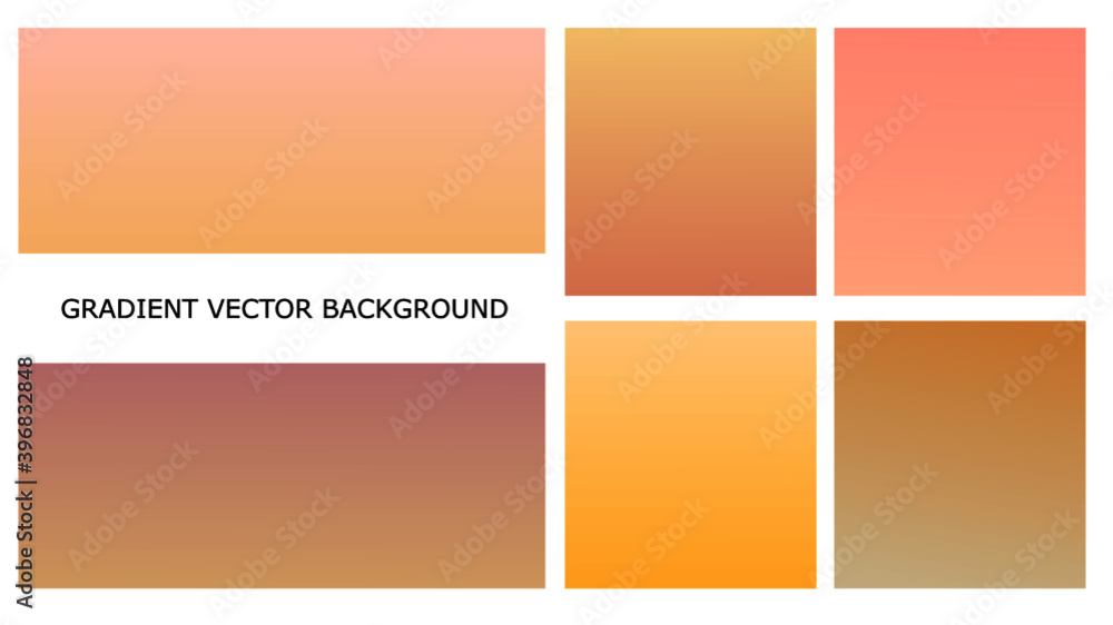 Soft light gradient background set. Pastel beige - yellow color design. Blank smooth sunny warm colors template, minimalist cover gradient design