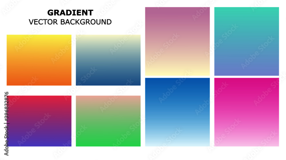 Gradient abstract soft colors background set. Modern screen vector design for website, Ui or mobile app. Smooth color blend abstract gradients vector illustration