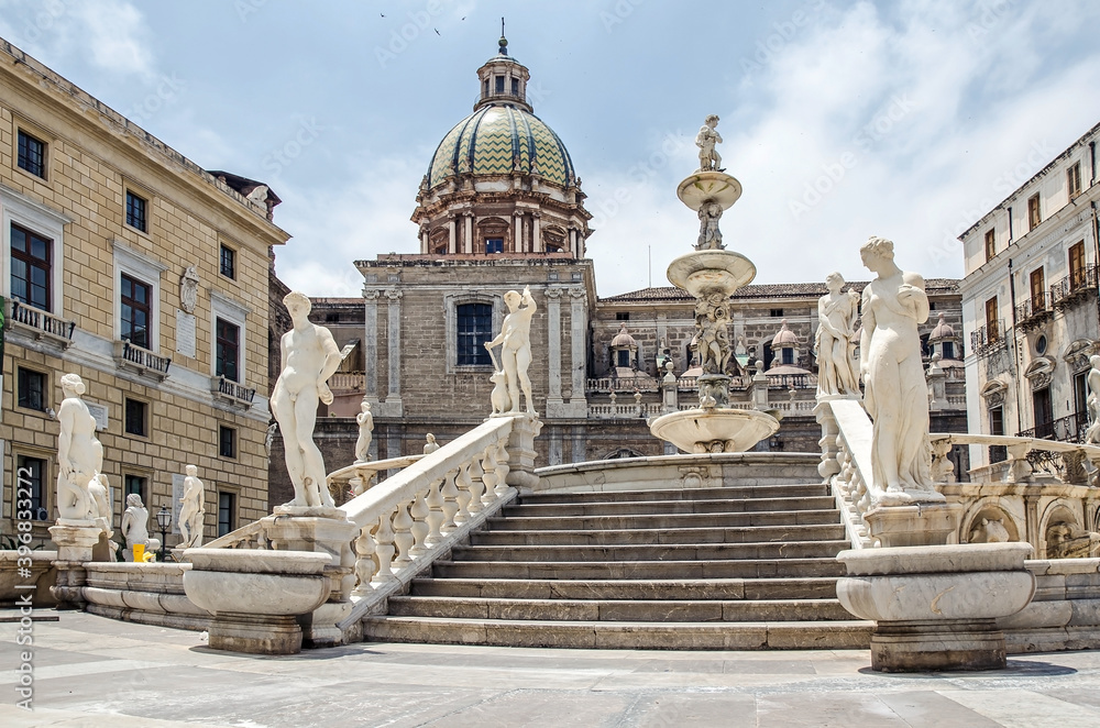 Famous fountain of shame in Palermo, Italy