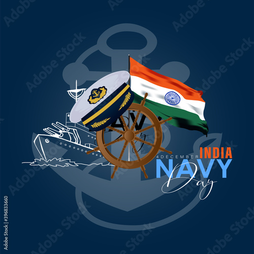 Vector illustration of Indian navy day. Indian national celebration. poster, banner.