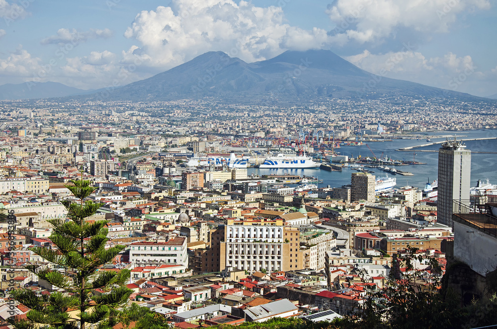 View from the top on the city of Naples, Italy