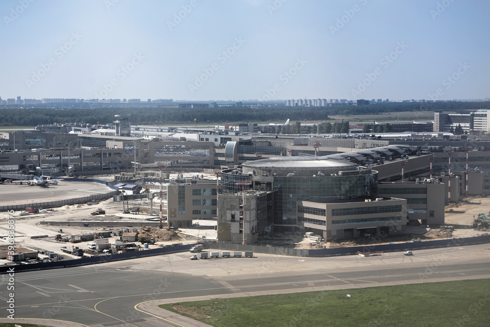 Domodedovo airport. View of the airport from the aircraft