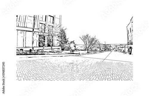 Building view with landmark of Clarksville is a city in north Tennessee. Hand drawn sketch illustration in vector. photo