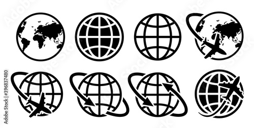 Globe earth set icon vector illustration