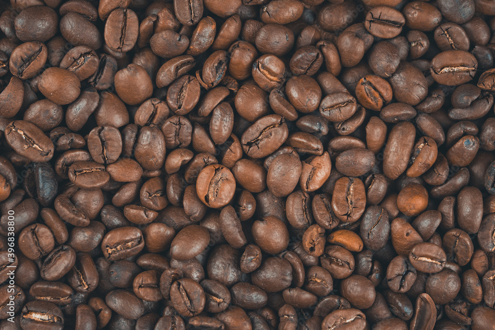 Naklejka premium Background of roasted coffee beans