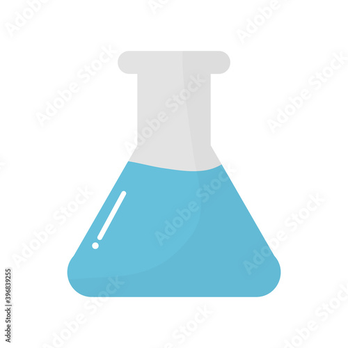 erlenmeyer flask with blue liquid