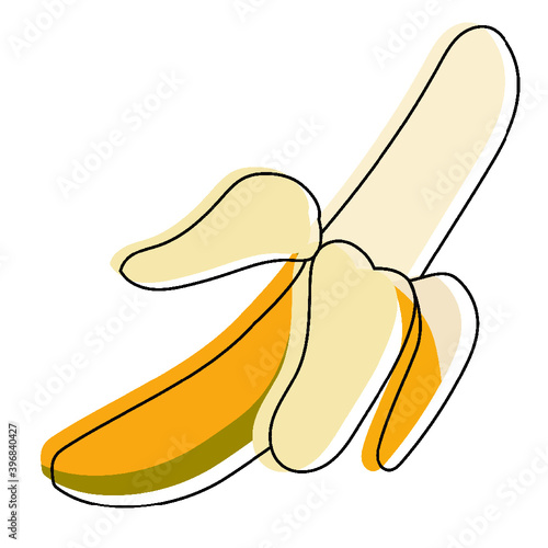 Ilustración vectorial de un banano pelado - illustration of a banana fruit  - vector with outlines