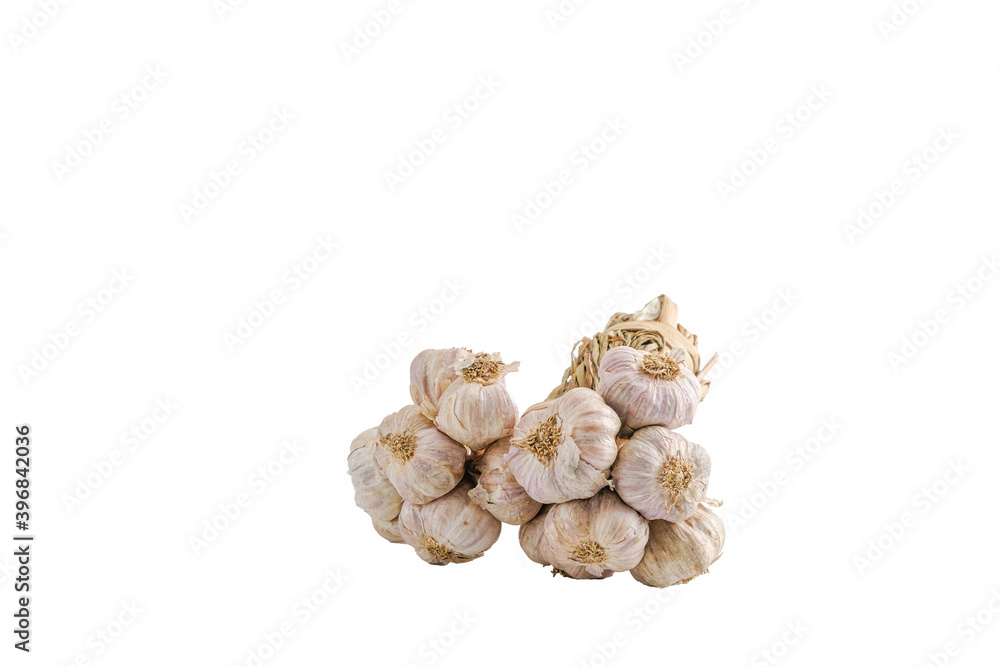Garlic isolated on white background. Garlic with leafGarlic isolated on white background. Garlic with leaf Garlic isolated on white background. Garlic with leafGarlic isolated on white background. Garlic with leaf