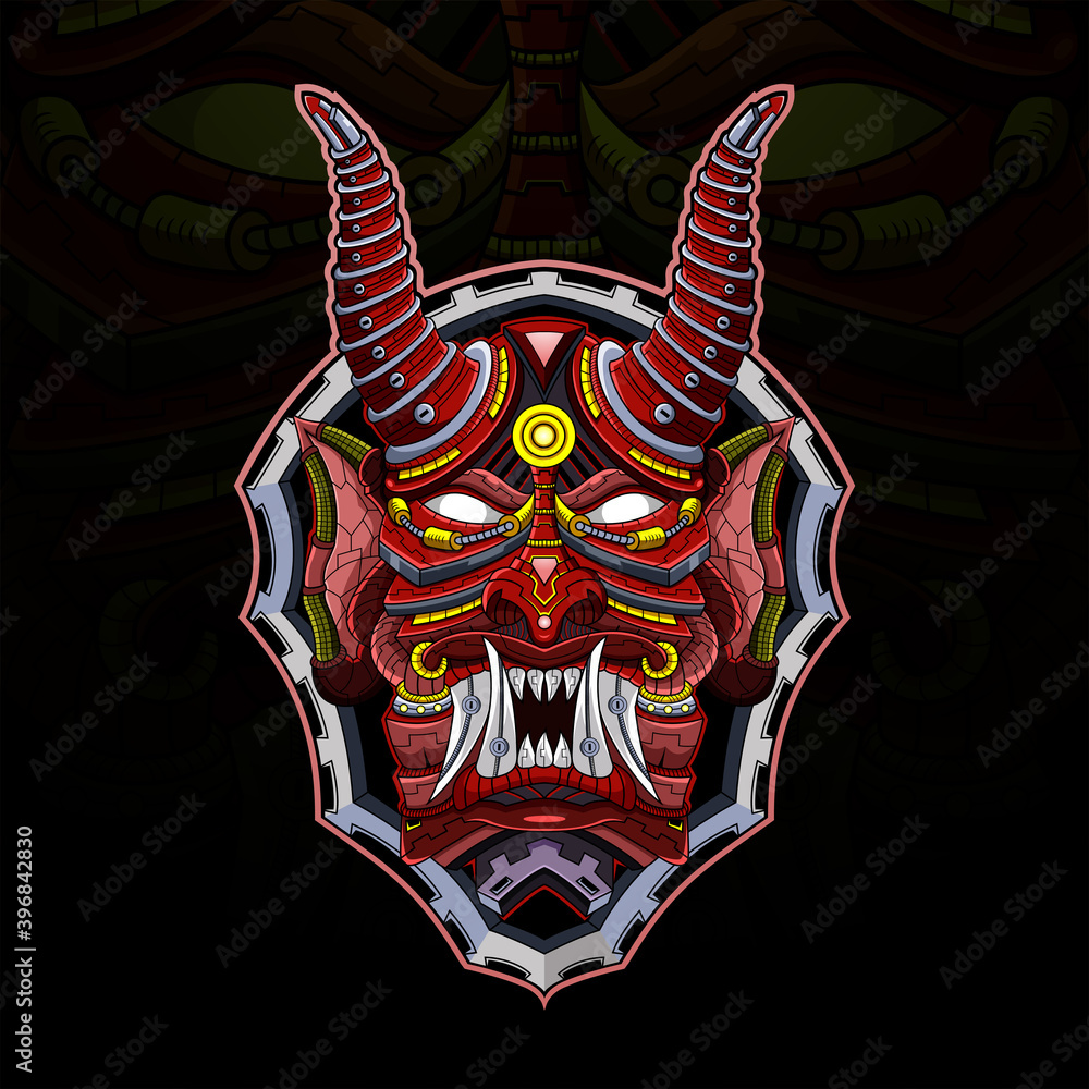 Devil mecha head esport mascot logo