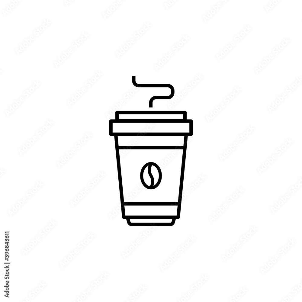Coffee cup icon with coffee beans. Disposable coffee cup icon. Paper cup symbol. Vector illustration Coffee cup icon with coffee beans. Disposable coffee cup icon. Paper cup symbol. Vector illustration
