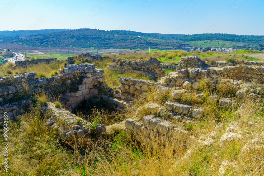Ancient ruins in the archaeological site Tel Bet Shemesh