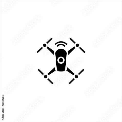 Drone vector icon. Drone with radio waves icon. Wireless, radar detection system, delivery service symbol. Aerial camera vector illustration