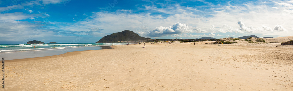 Panoramic view of the tropical beach in southern Brazil, Florianópolis island, Santinho beach, Florianopolis, Santa Catarina