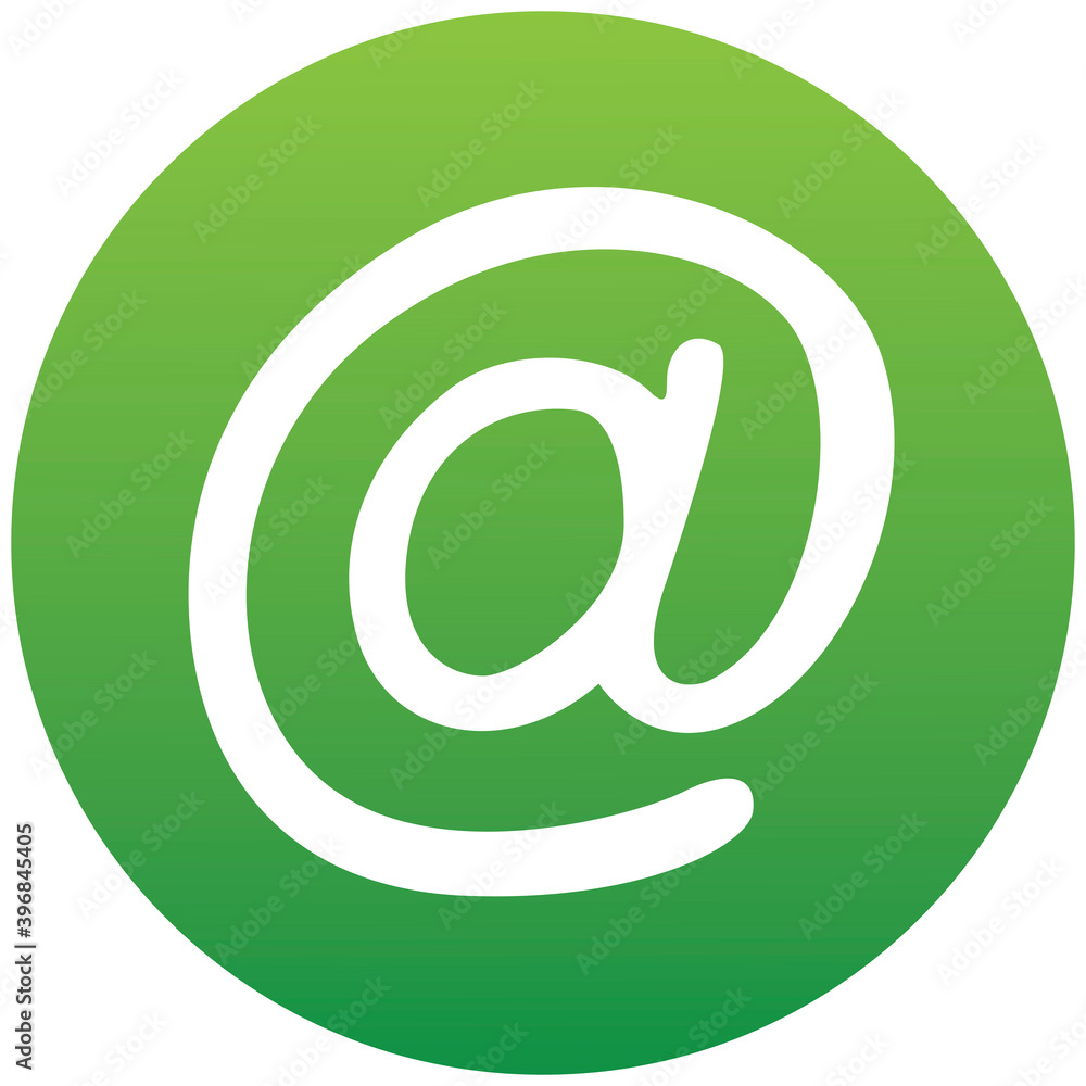 Fototapeta premium At mail in green circle icon on white background. Vector Illustration. Icon of a set