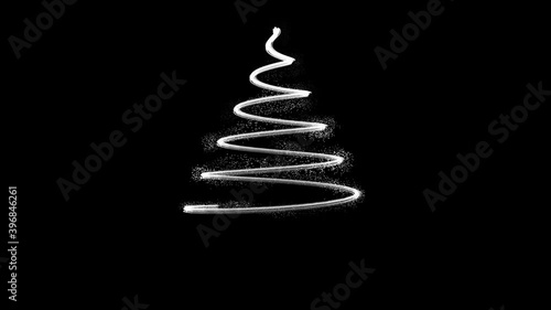 Animation of Light Forming a Christmas Tree. New Year Celebration. Animation with Light, Stars, and Particles. Merry Christmas. Isolated Animation with Alpha Channel.