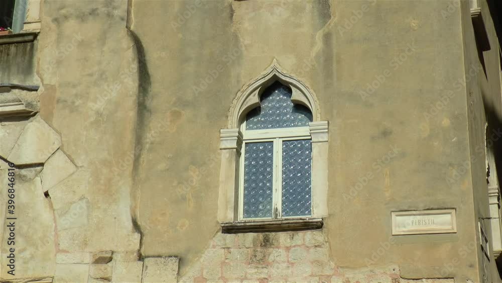Architectural detail in ancient Split, Croatia, Venetian window in Peristil Square. Architectural detail in ancient Split, Croatia, Venetian window in Peristil Square.