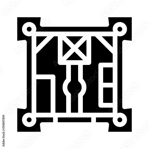 castle plan glyph icon vector illustration black