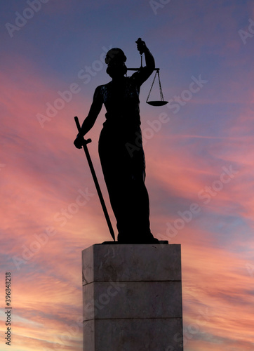 Turkey Izmir Cesmealti, bronze statue of justice photo