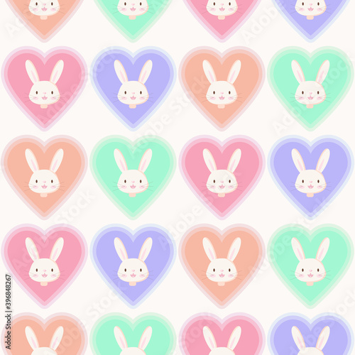 Seamless pattern with funny cartoon Bunnies