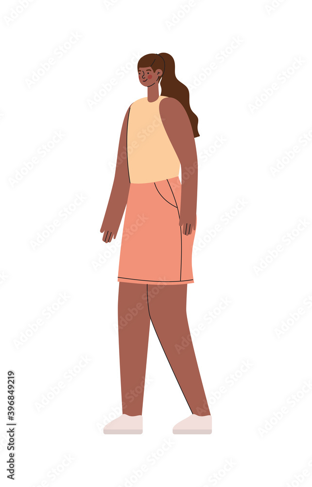african american woman with one skirt salmon color african american woman with one skirt salmon color