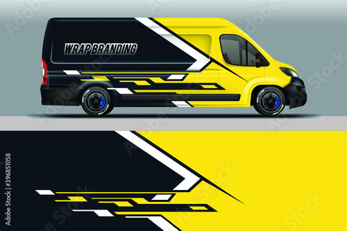 Van Wrap Design Livery Vector . Background For Vehicle.  Ready Print File .