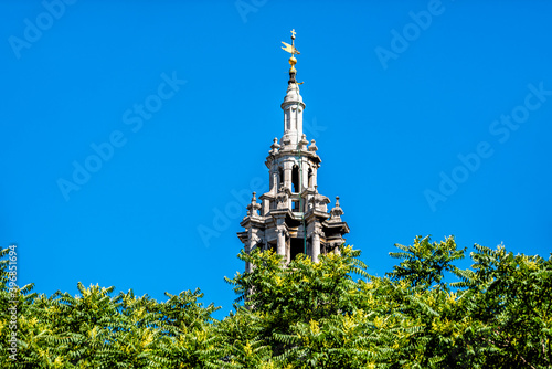 Canvas Print London, UK St Michael Paternoster Royal Anglican church closeup of dome exterior