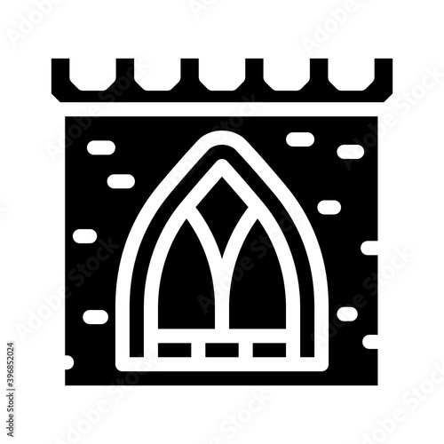 window of ancient castle glyph icon vector illustration
