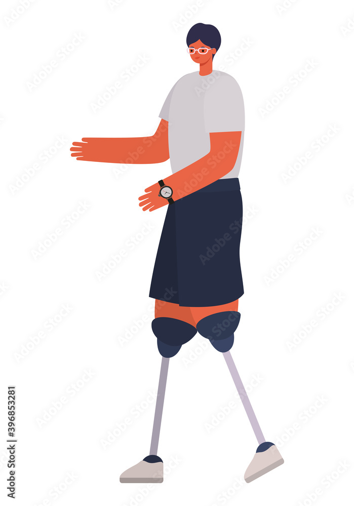Fototapeta premium man with two prosthetic legs and black hair