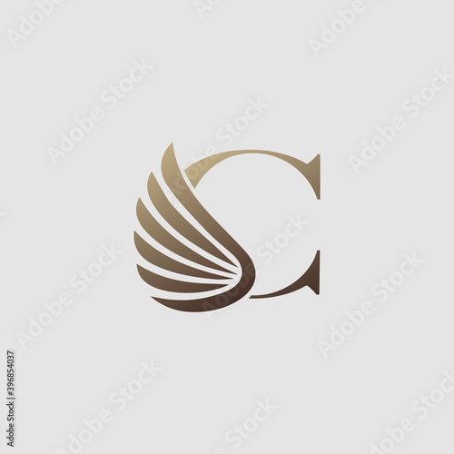 Letter C Logo Luxury wing. Trendy Design concept luxury wing and letter A for corporate, lawyer, notary, firm, automotive, community and more brand identity.