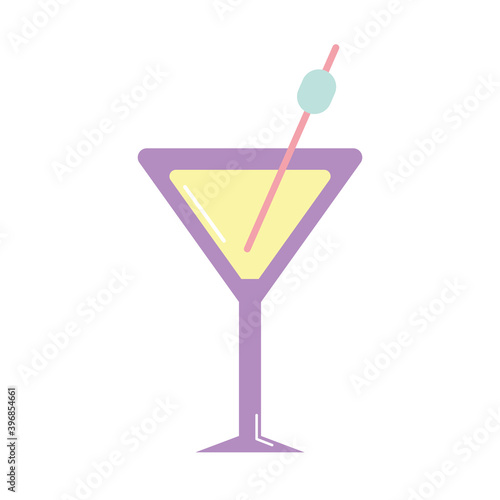 drink glass with yellow liquid on white background