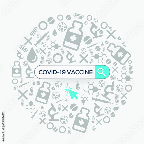 (Corona virus vaccine) Word written in search bar ,Vector illustration  © khaled