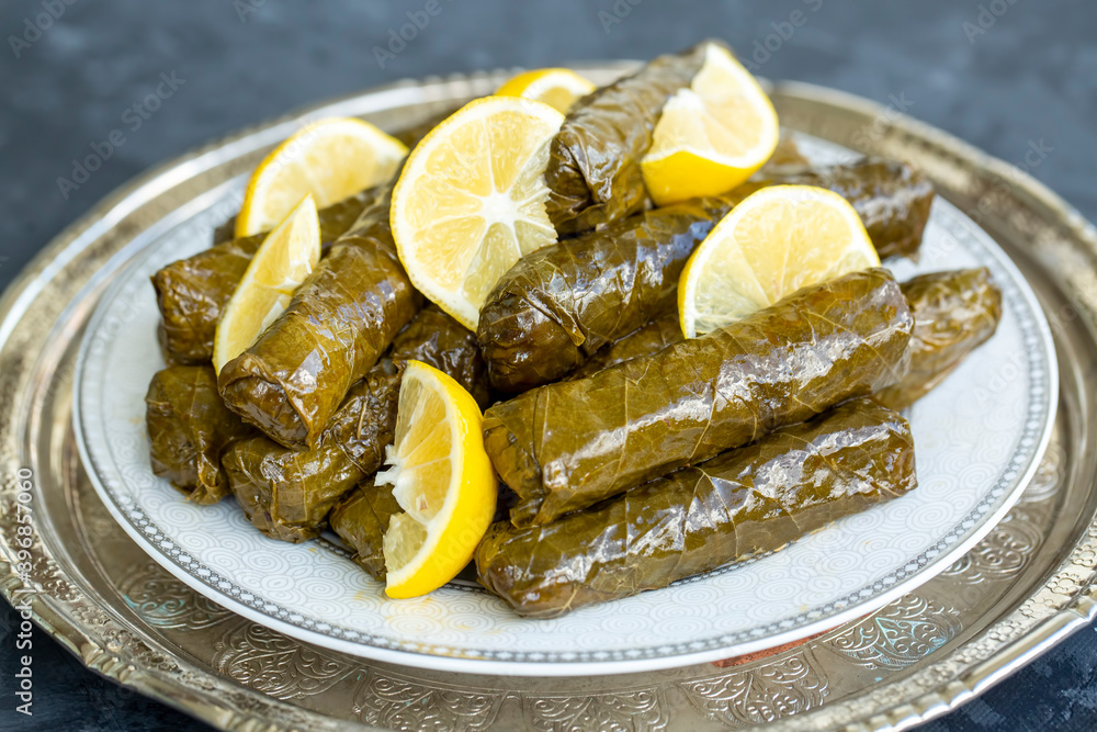Turkish foods; stuffed leaves (yaprak sarma dolma)
