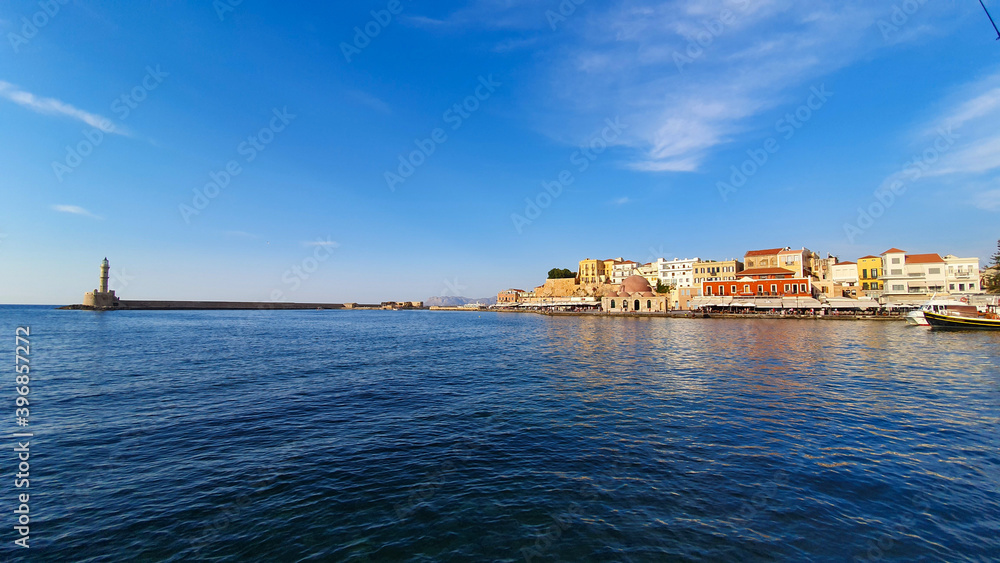 The Old Venetian Harbour of Chania, Crete, Greece.