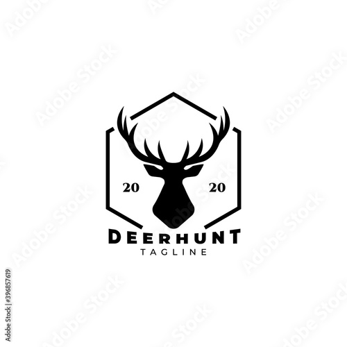 Deer hunt logo vector illustration design, hunter icon , deer head hunter symbol