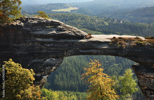 Pravcicka brana - Prebischtor Gate at Bohemian Switzerland - Elbe Sandstone Mountains near Hrensko. Bohemia. Czech Republic photo