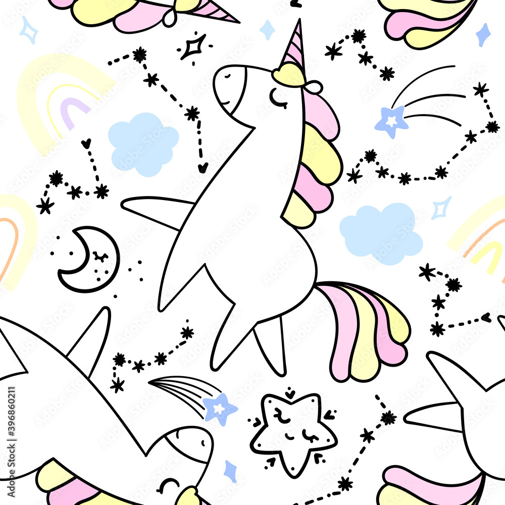 Fototapeta premium Seamless pattern with unicorns