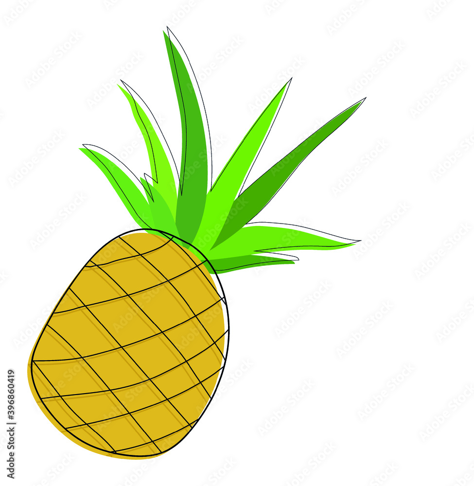 Ilustración vectorial de una piña - illustration of a pineapple fruit ...