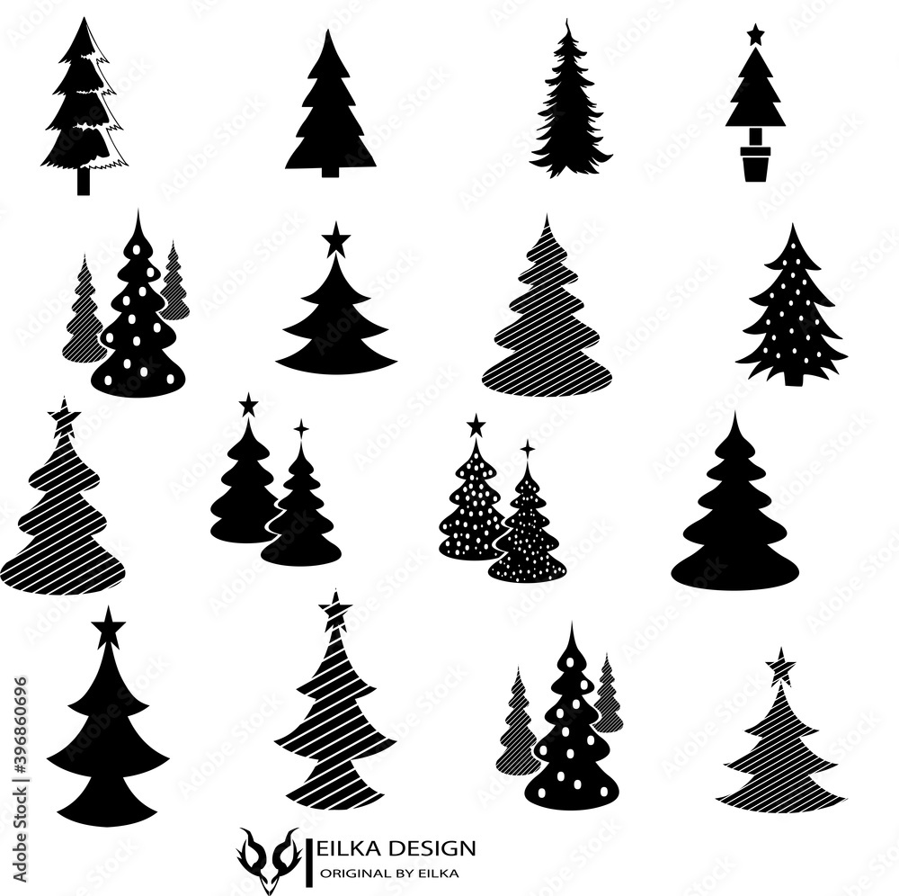 Obraz premium Collection d'arbres de Noël, design moderne et plat. Peut être utilisé pour des documents imprimés - dépliants, affiches, cartes de visite ou pour le web - tree Christmas