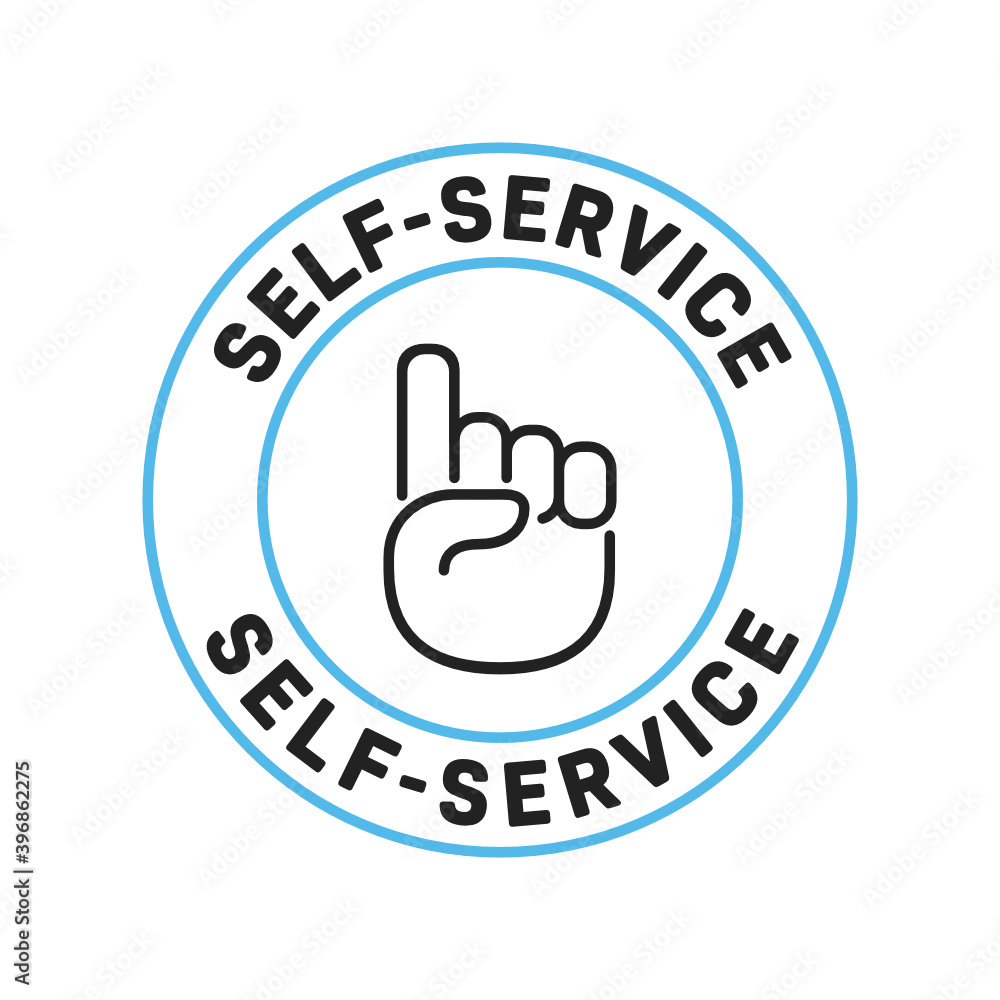 Self Service Label, Self Service Text Graphic Element, Isolated Vector Illustration Background Self Service Label, Self Service Text Graphic Element, Isolated Vector Illustration Background
