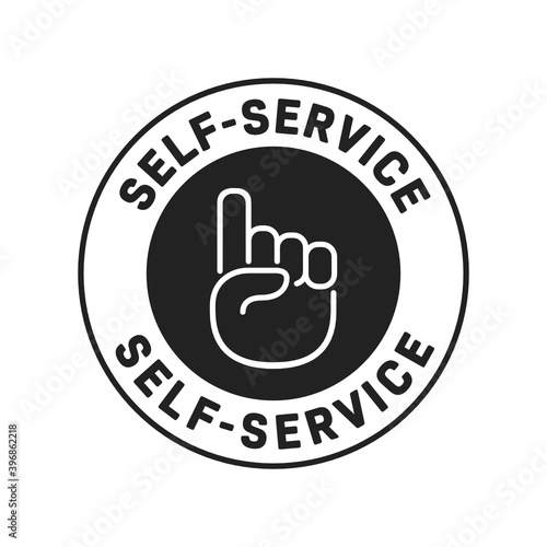 Self Service Label, Self Service Text Graphic Element, Isolated Vector Illustration Background