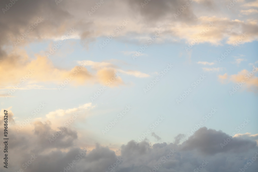 Clouds in the sky as a frame, sunset texture background.