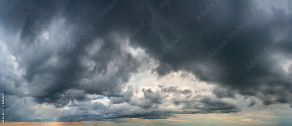 Fototapeta premium Fantastic dark thunderclouds, sky panorama