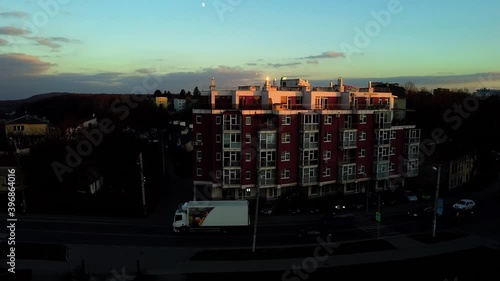 Wallpaper Mural Aerial view of a drone flying over the residential building. Torontodigital.ca