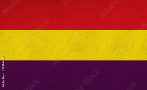 Republican Flag “tricolor” of Spain , symbol of the historical  and political conflict in Spain © phatymak